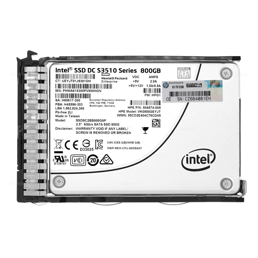 805365-001 HP SSD 800GB SATA 6G 2.5" SFF FOR HP PROLIANT DL360 DL380 G10